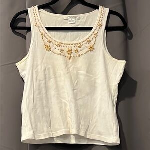 Embroidered White Tank Top